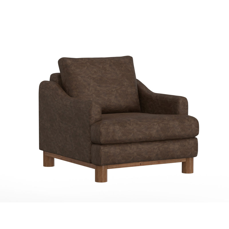 Structure et base en bois, similicuir pour fauteuil, Olimpia hickory