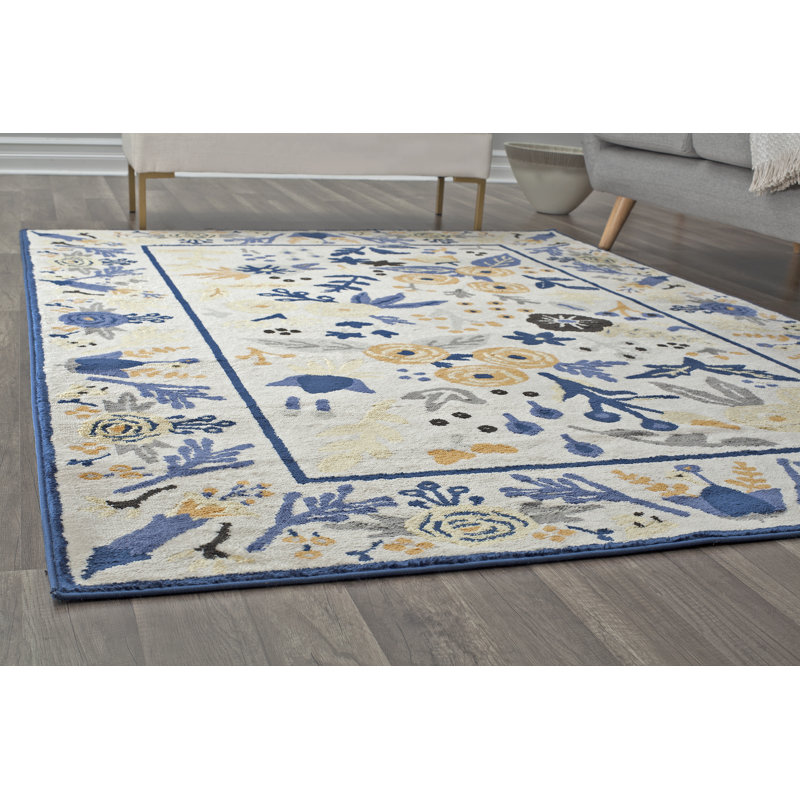 Tapis floral ivoire Valentina, Rectangle 9 pi x 12 pi