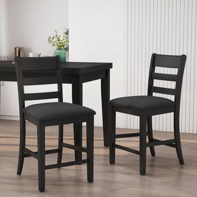 Ensemble de 2 chaises de comptoir en bois rembourrées Farmhouse