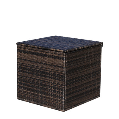 Brown Deck Storage Bin With Lid - Conceals And Stores Your Outdoor Items Stylish Poolside Chest Enhances Aesthetic
