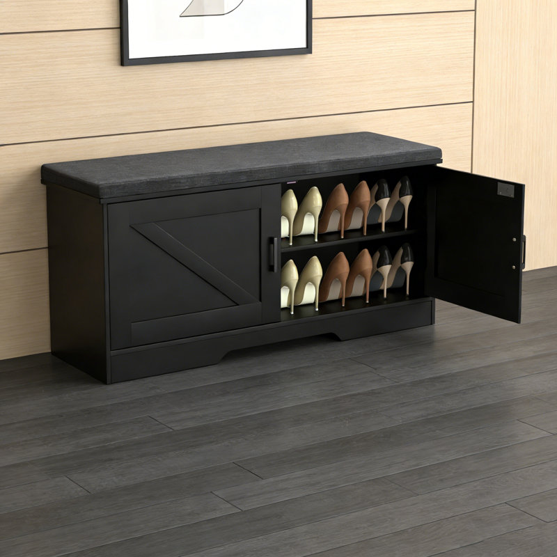 Banc de rangement avec siège rembourré, 17.72" H x 39.4" W x 13.78" D