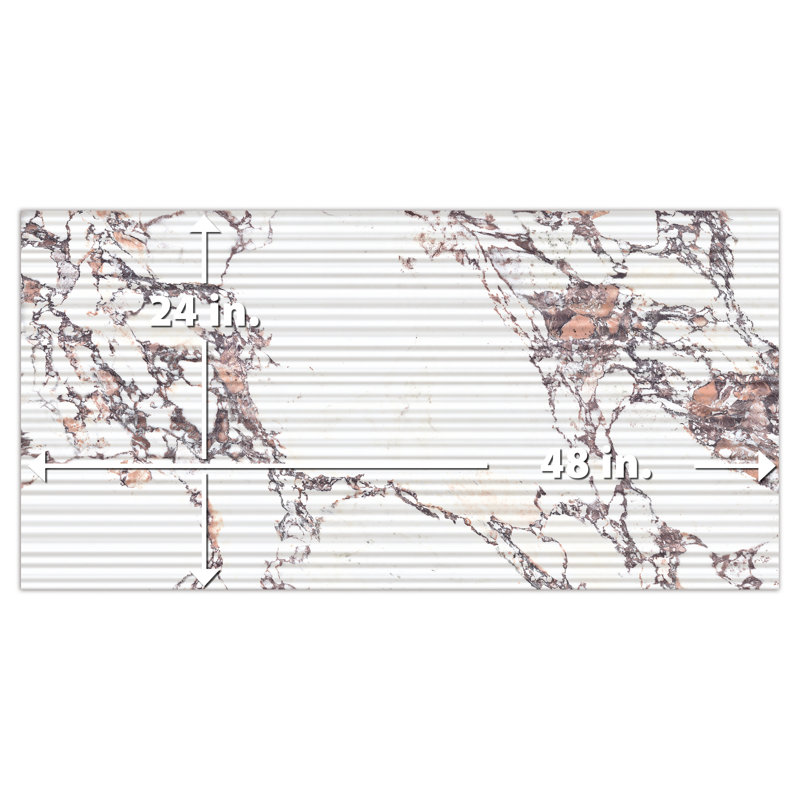 Touche Pleated Deco 23-1/2 In. X 47-1/8 In. Porcelain Floor And Wall Tile