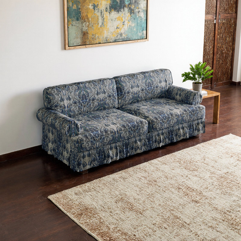 Canapé moelleux en tissu Oxford, Motif floral bleu