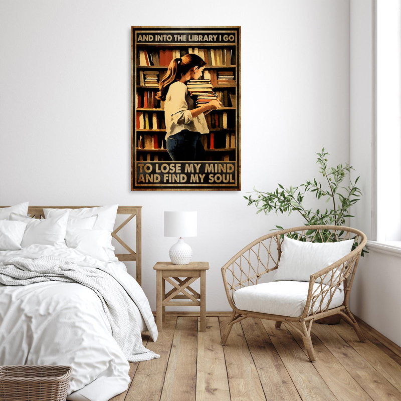 «Holk Books And Into The Library I Go 2 - 1 pièce», reproduction d'art graphique sur toile tendue sur toile tendue