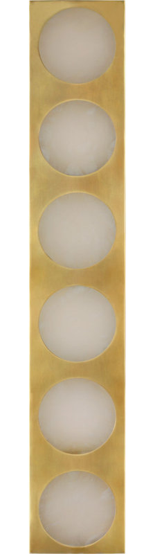 Dichotomy Sconce with Alabaster, 27" H x 4.5" W x 0.75" D, Antique-Burnished Brass, 6 Lights