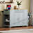 Fluted Kitchen Island with Trash Can Storage Cabinet, Power Outlet, Internal Storage Rack, Rolling Kitchen Islands on 5 Wheels with 3 Drawer, 3 Open Side Racks for 10 Gallon Garbage Bin-385094408