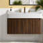 Meuble-lavabo flottant moderne en bois de noyer (avec meuble-lavabo et lavabo) avec rangement-805927322