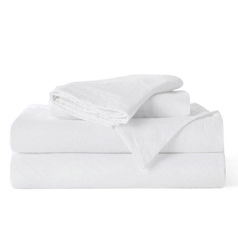 Bedsure 100% Washed Cotton Duvet Cover Full Set -  Minimalist Cotton Beding Set For All Season（set of 3）, Bright White