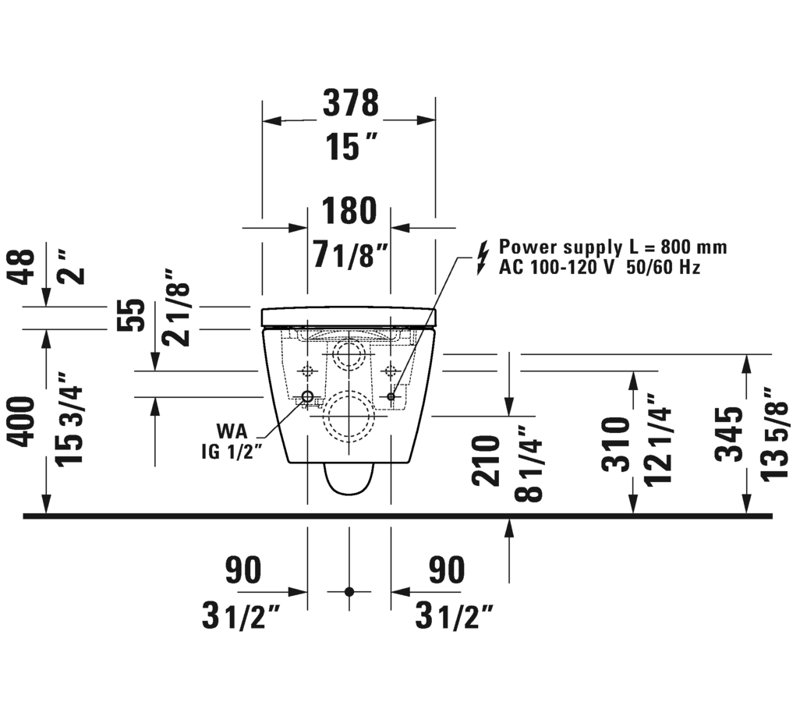 Me By Starck 1.27 GPF Elongated Wall Mounted Wall Hung Toilets (Seat Not Included)