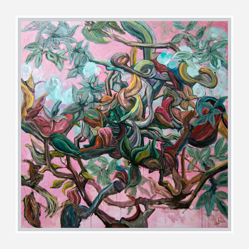Aviary II - Artist Enhanced Canvas Print, White Framed Canvas, 37.5" H x 37.5" W x 1.75" D