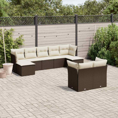 Ensemble de canapé de jardin Vidaxl brun, blanc crème