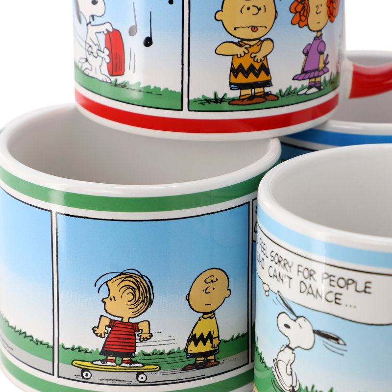 Peanuts Today on Peanuts 4 Piece 20 Ounce Stoneware Mug Set in Assorted Colors
