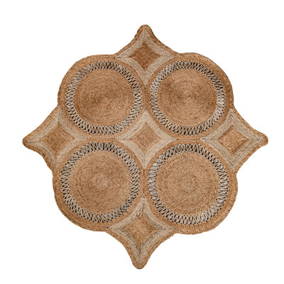 Handwoven Jute Mat With Round Pattern