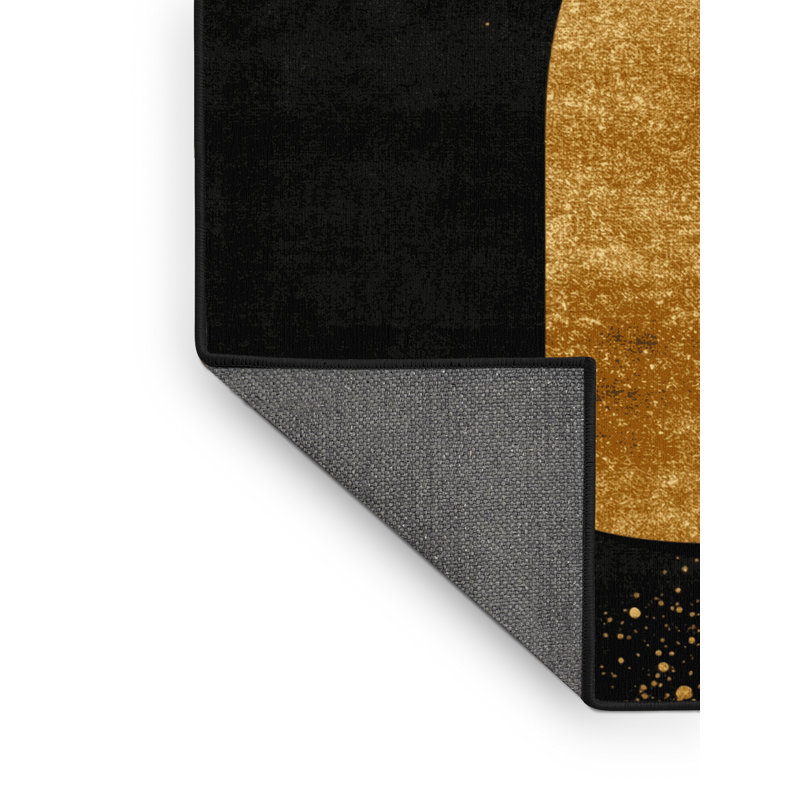 Soft Plush Fabiano New Years Modern & Contemporary Abstract Area Rug in Black – Black Binding, 6x9