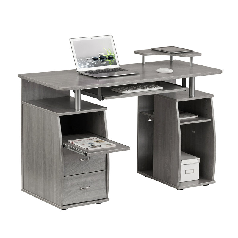 Desk,complete computer workstation desk with storage, Gris