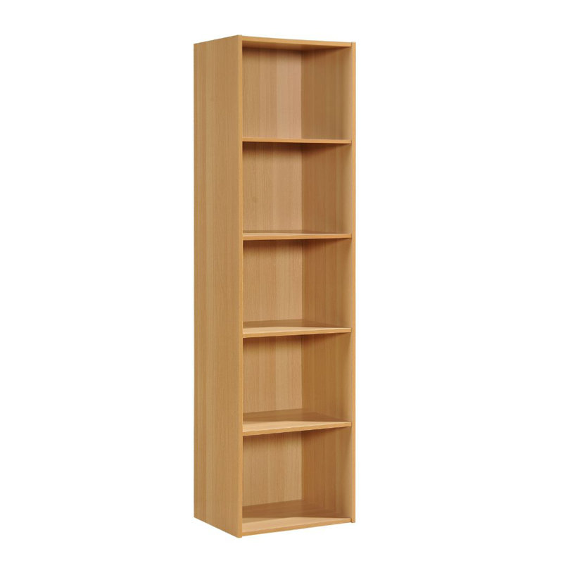 Tall Bookcase with Open Storage Bookshelf for Home or Office, (5 Shelves) 59"H x 15.9"W x 11.7"D, Beech