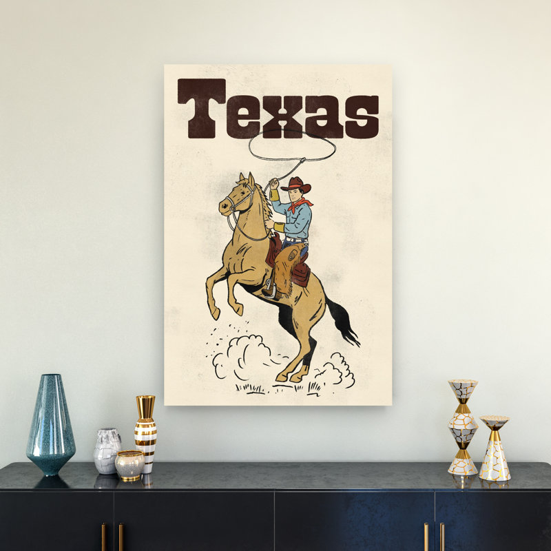 «Retroing Texas Cowboy Classic Retro Traditional Horse», reproduction d'art, 36" H x 24" W