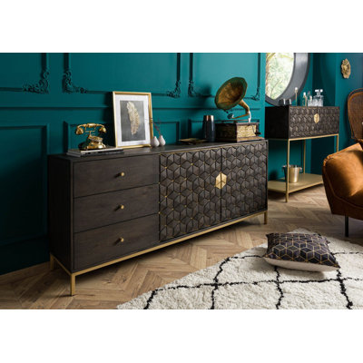Diamond 180 Cm Wide 3 Drawer Solid Wood Sideboard