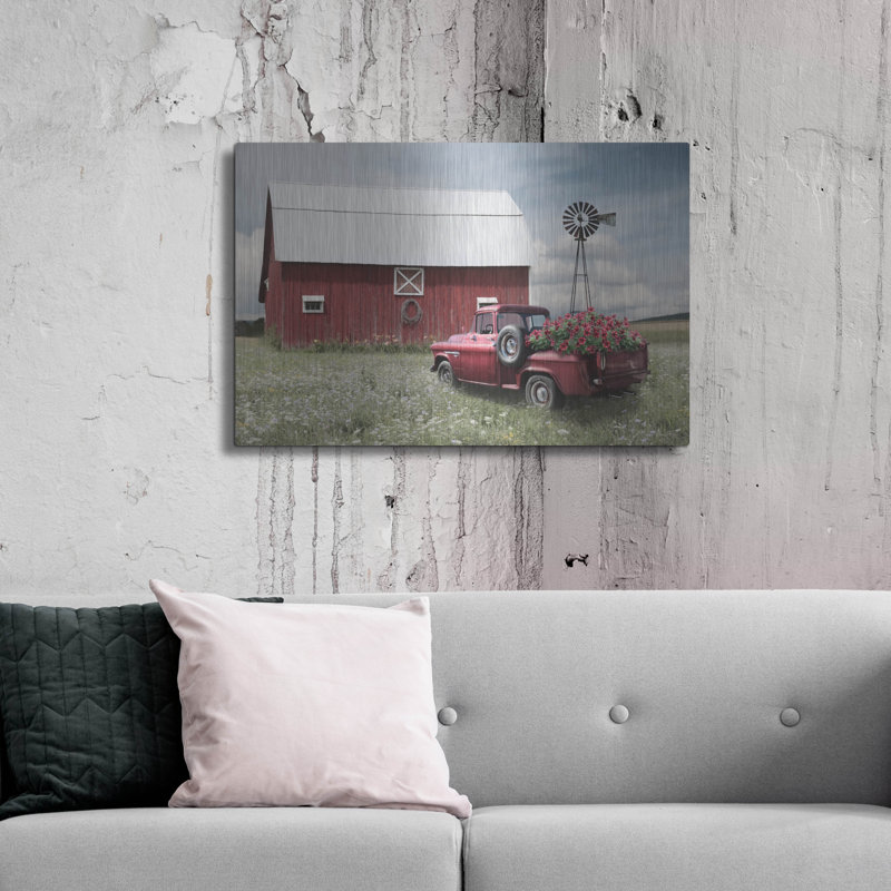 «Little Barn» par Lori Deiter, art mural en métal, H 24 po x l 36 po
