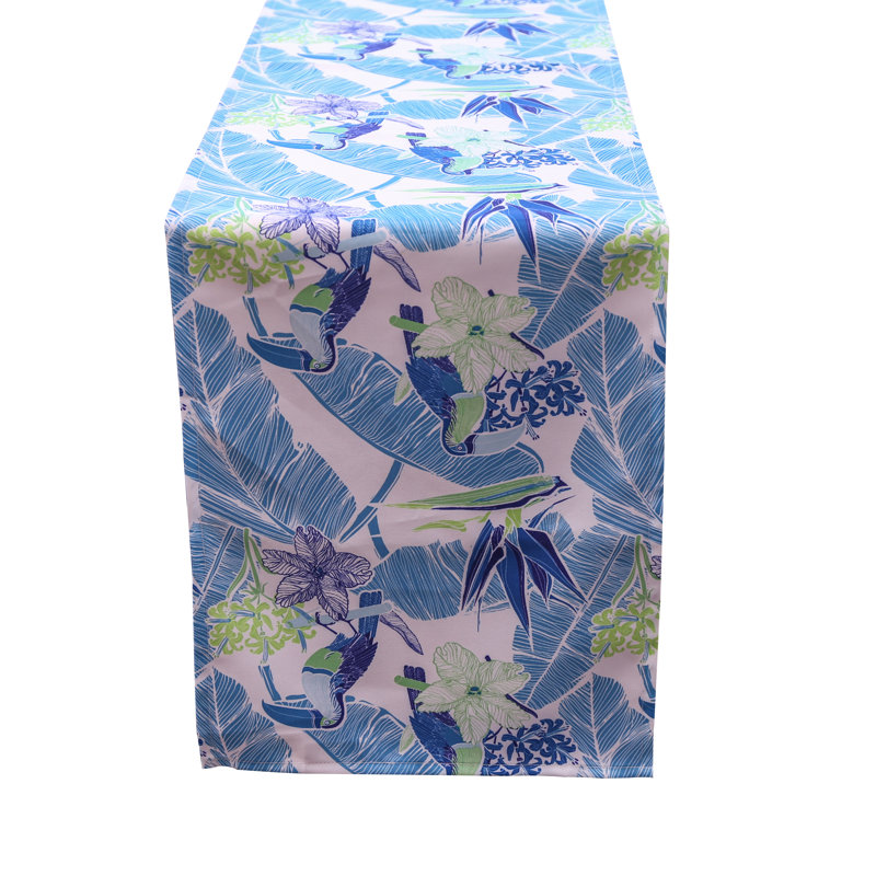 Edelstein Table Runner, Blue/Green/White, 35cm W x 183cm L