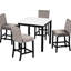 Ensemble de salle à manger 5 comptoirs brun. Plateau de table en faux marbre avec assise en velours. , Chic, facile à nettoyer