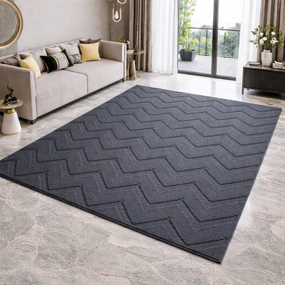 Geometric Shapes Machine Tufted Shag Area Rug
