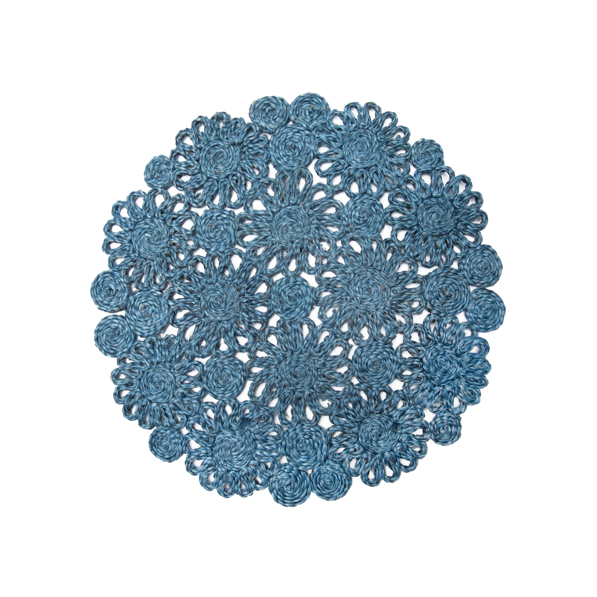Bladwell Jute Round Placemat, Blue Jean