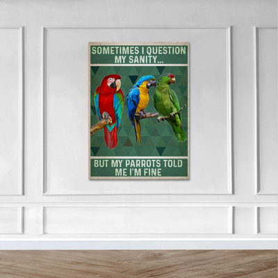 " Three Parrots On Bough "
