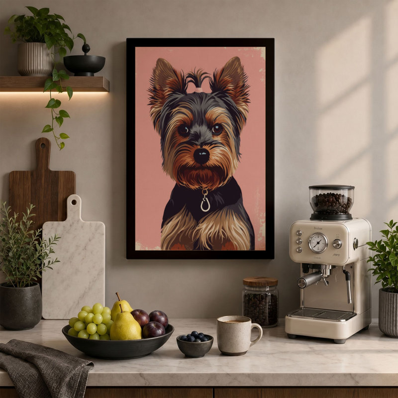 Silky Dog Portrait Modern - Wrapped Canvas, 36x24 - 91.4 x 61.0 cm, Cream Border