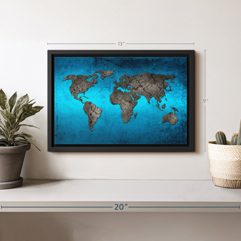 Amnen Ocean World Map Canvas Print, 9" H x 13" W