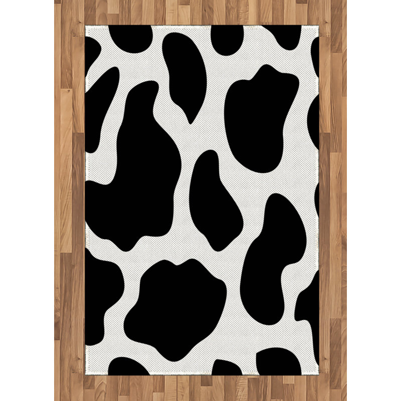 Tapis décoratif à fibres longues haute densité en polyester et coton à imprimé de vache, Rectangle— 4 pi x 5 pi 8 po