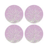 Coral Branch Vegan Leather Round Pebble Placemat