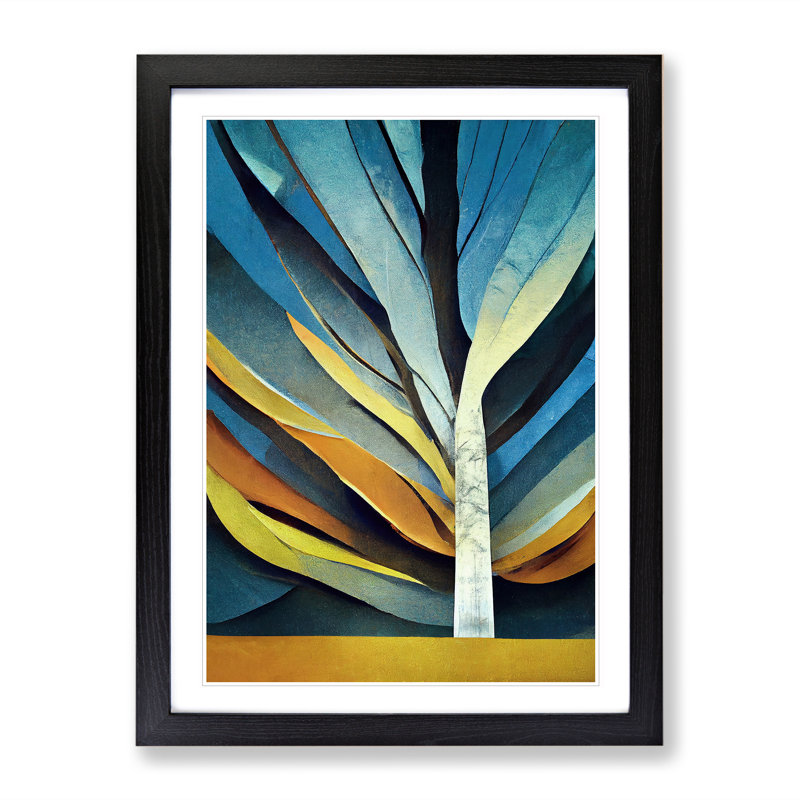 An Abstract Tree - Single Picture Frame Painting, Black, 64cm H x 46cm W x 2cm D