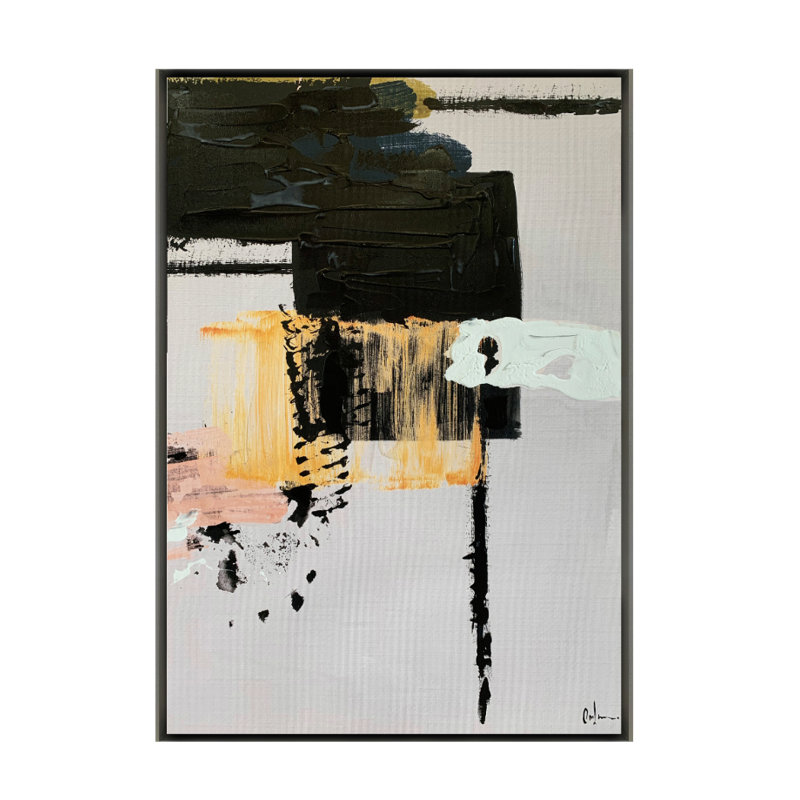 Formelle Single Picture Frame Painting on Wood, 150cm H x 90cm W, Golden
