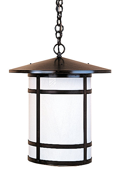  Lanterne Suspendue à 1 Lumière Berkeley, 24.75" H x 14" W, Brun rustique, Blanc Opalescent