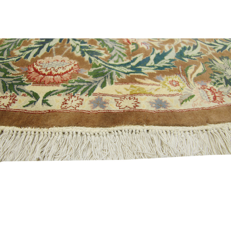 Tapis décoratif ovale en laine de conception unique 8 pi 1 po x 8 pi 3 po noué à la main new age Wali