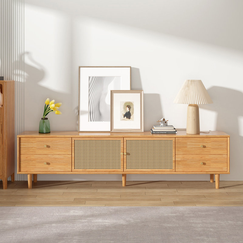 Log style rattan woven modern simple TV cabinet, 78.74"