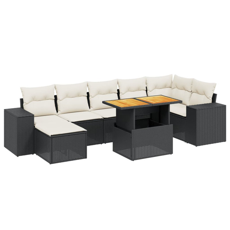 Ensemble de canapé de jardin Vidaxl noir et blanc crème