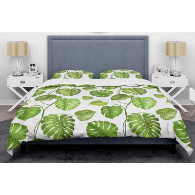 Coastal Polyester Floral Duvet Cover