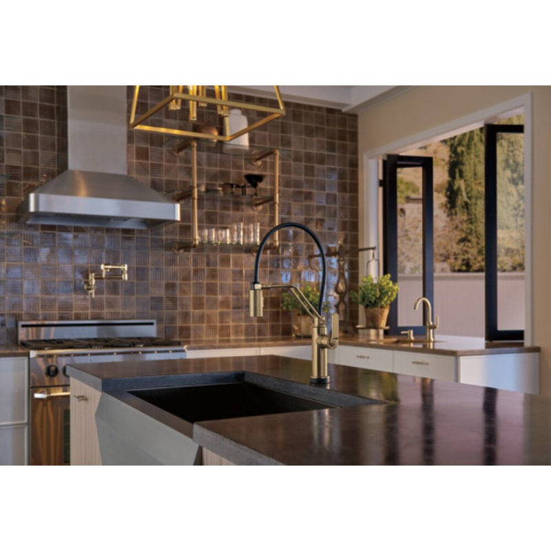 Euro Linear Wall Mount Pot Filler, Luxe Gold