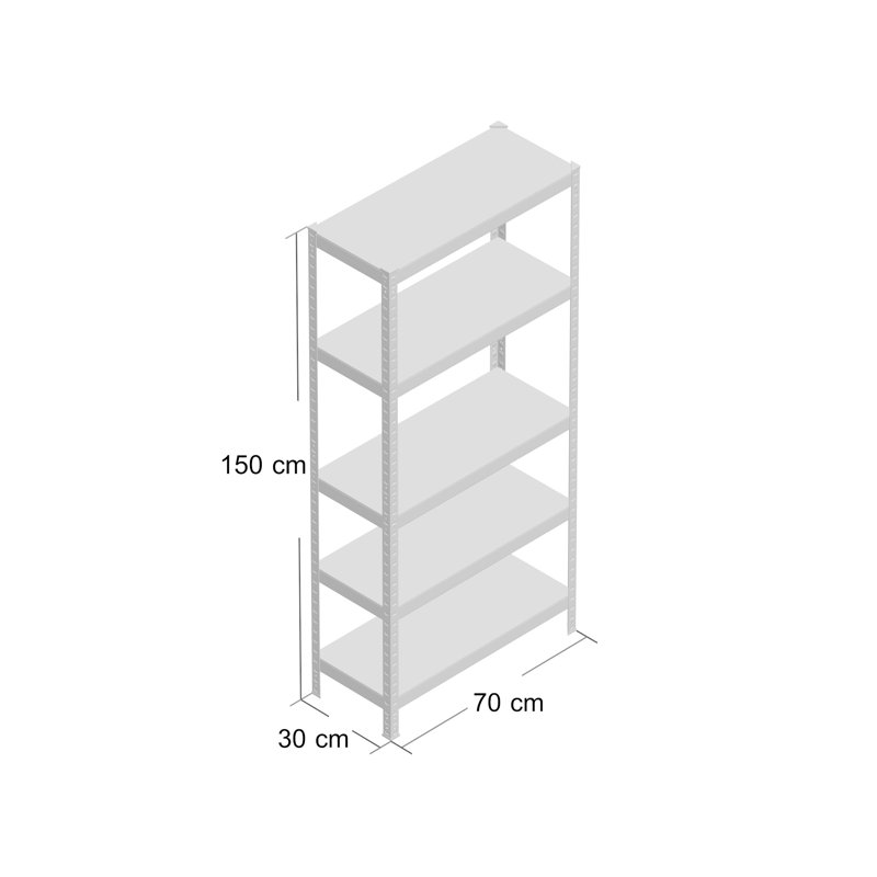 70 cm W Adjustable Height Shelving Unit, Grey