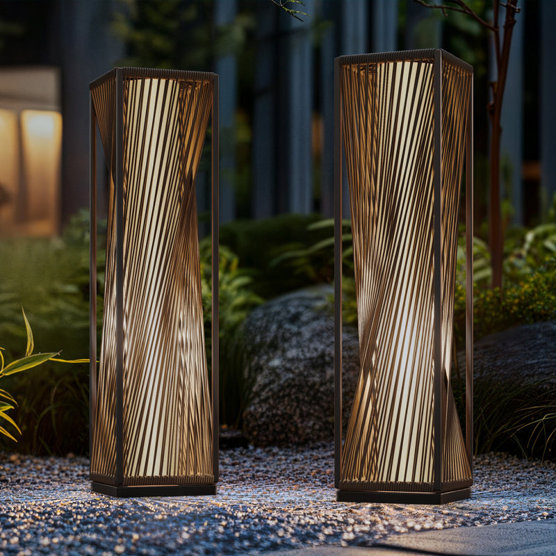 Ensemble de 2 lampes sur pied à DEL à énergie solaire intégrées en osier 30 "Dazzle