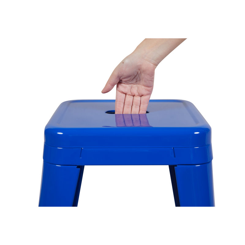 Tabourets de bar en métal sans dossier de 2 po, bleu, 24 po de hauteur, non empilables, détachables, assemblables, pour îlot de cuisine, bar, salle à manger, tabourets bleus à capacité de charge élevée, 2, espace, eau