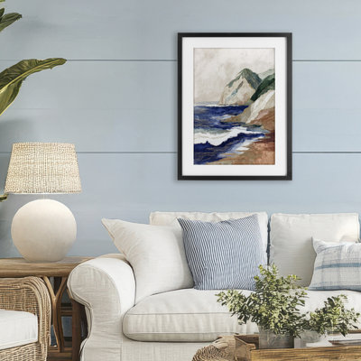 Cliff Next To The Sea Framed Print Under Glass, design by Chromatic Storm Studio