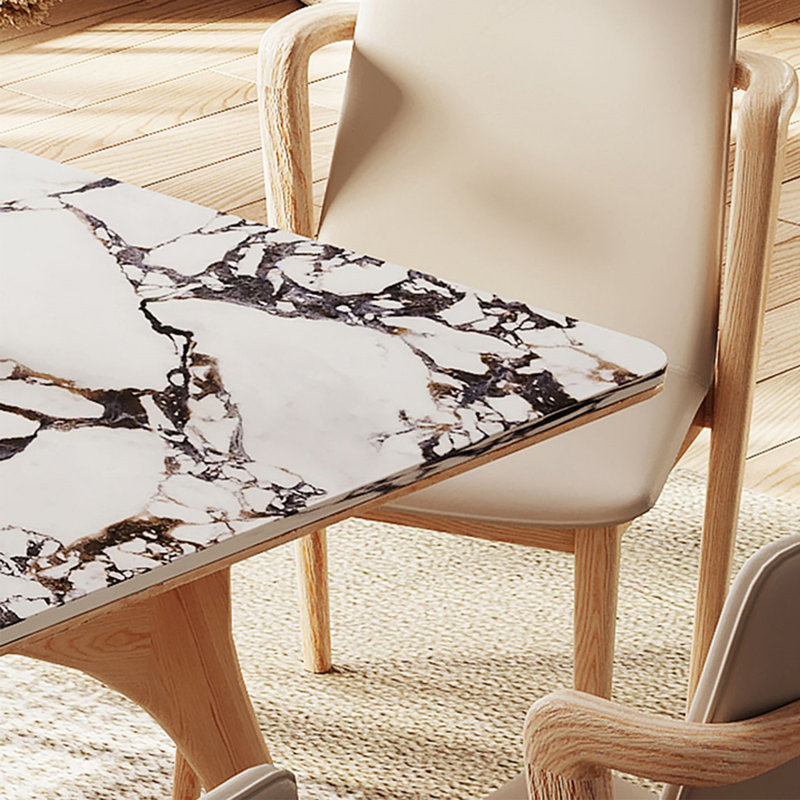 Ensemble de table de salle à manger rectangulaire en marbre artificiel, H 29,5 po x L 55,1 po x l 31,5 po