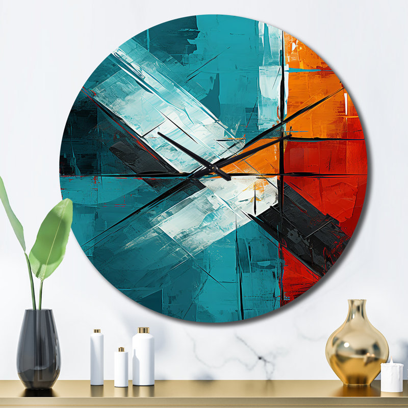 Horloge murale Impossible Logic Of Love Abstract In Teal III, Grand