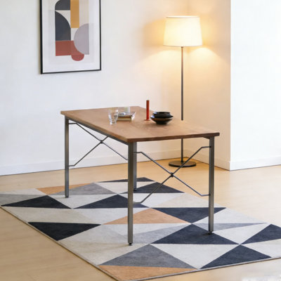 Bureau moderne en bois massif et en acier inoxydable