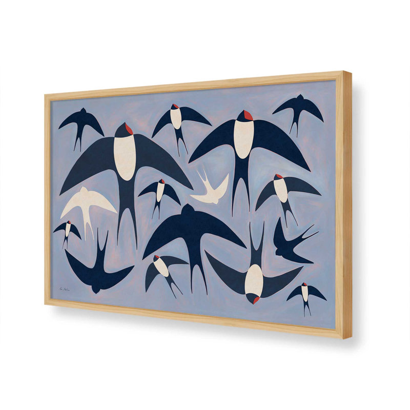 «Swallows» par El buen limon, L 32 po x H 24 po, Framed Print, Silver