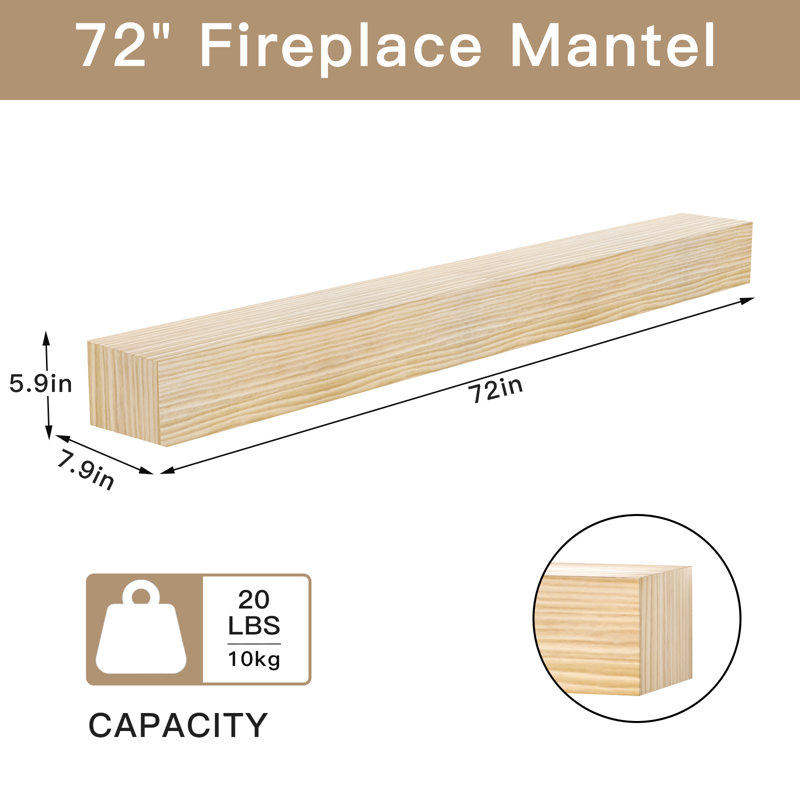 Cvetelin Hand Carved Wood Mantel, 72"