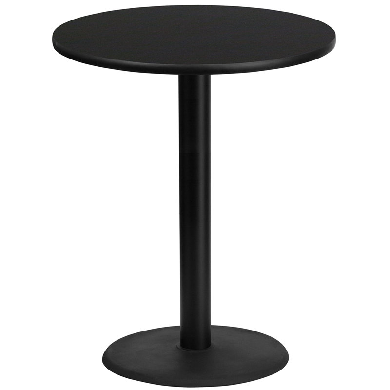 Jamey 24'' Round Laminate Table Top with 18'' Round Bar Height Table Base, Pub Table (43.13” Height), Black